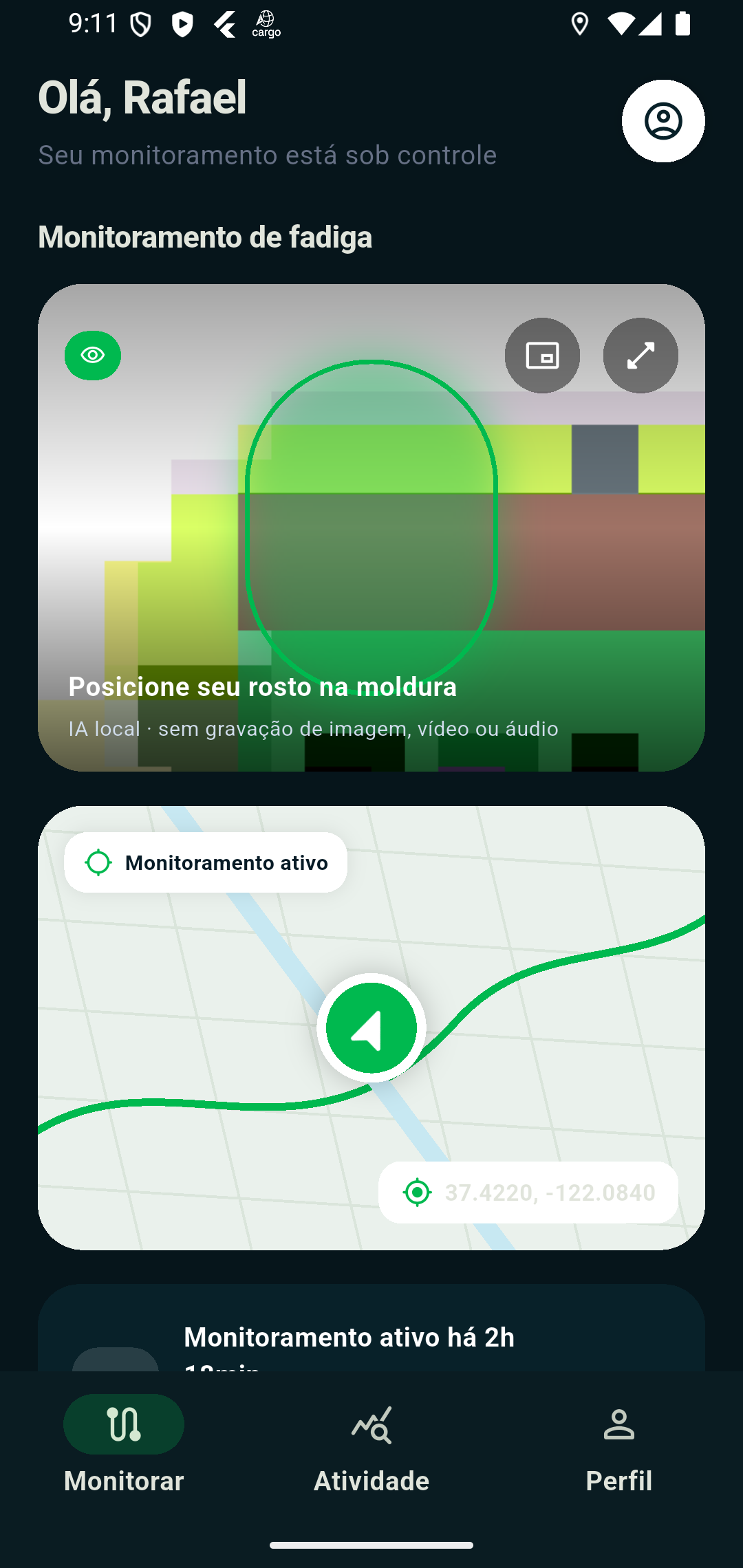 Tela de monitoramento ativo